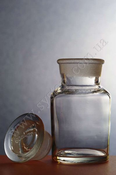 Бутыли для реактивов с притертой пробкой, широкая горловина, светлое стекло